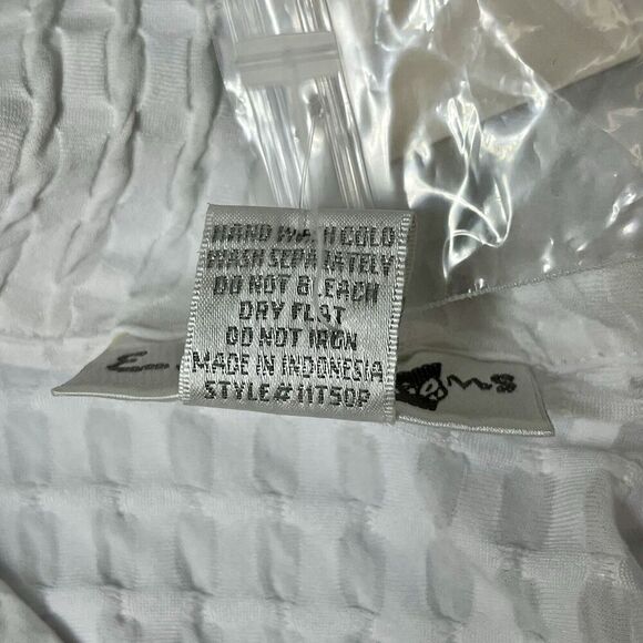 Vintage EK Designs Textured Button Down Top Y2K Boho Minimalist LP White Rave - Picture 6 of 9